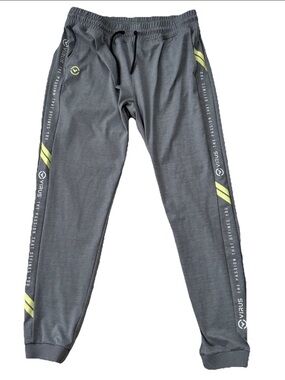 Virus Performance Joggers Men’s Large Gray Lime Stripe BioCeramic Gym Pants
